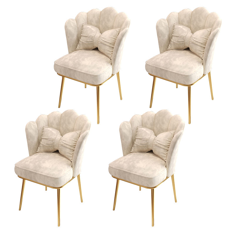Glam Dining Room Chair 21'' Wide Solid Back Chair with 4 Metal Legs for Home Off-White 4 Piece Set Brass Gold Clearhalo ' kitchen&dining_furn' 'Dining Chairs' 'Dining Tables & Seating' 'dining_chair' 'furn' 'furn_dining_chair' 'Furniture' 'furniture_dining_chair' 'Kitchen & Dining Furniture' 'kitchen' 3482849