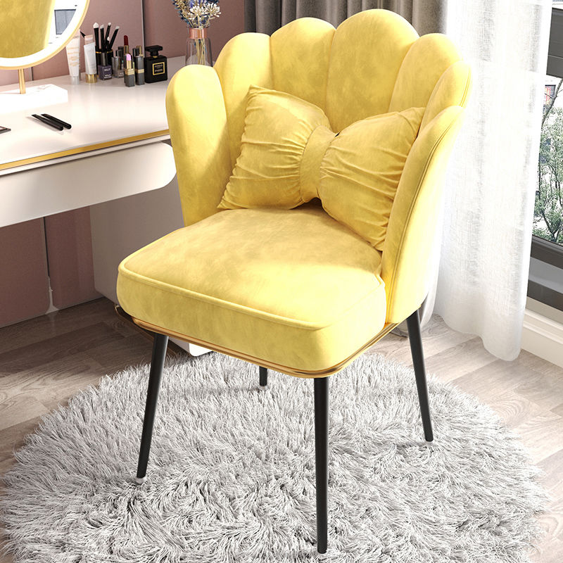Glam Dining Room Chair 21'' Wide Solid Back Chair with 4 Metal Legs for Home Yellow 1 Piece Black Clearhalo ' kitchen&dining_furn' 'Dining Chairs' 'Dining Tables & Seating' 'dining_chair' 'furn' 'furn_dining_chair' 'Furniture' 'furniture_dining_chair' 'Kitchen & Dining Furniture' 'kitchen' 3482853