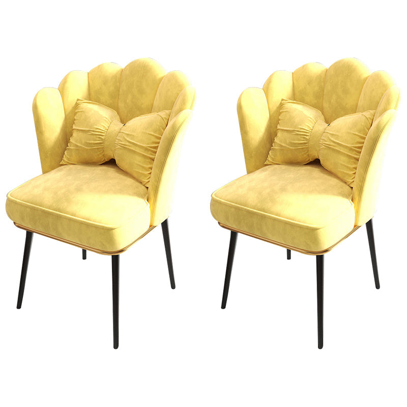 Glam Dining Room Chair 21'' Wide Solid Back Chair with 4 Metal Legs for Home Yellow 2 Piece Set Black Clearhalo ' kitchen&dining_furn' 'Dining Chairs' 'Dining Tables & Seating' 'dining_chair' 'furn' 'furn_dining_chair' 'Furniture' 'furniture_dining_chair' 'Kitchen & Dining Furniture' 'kitchen' 3482854