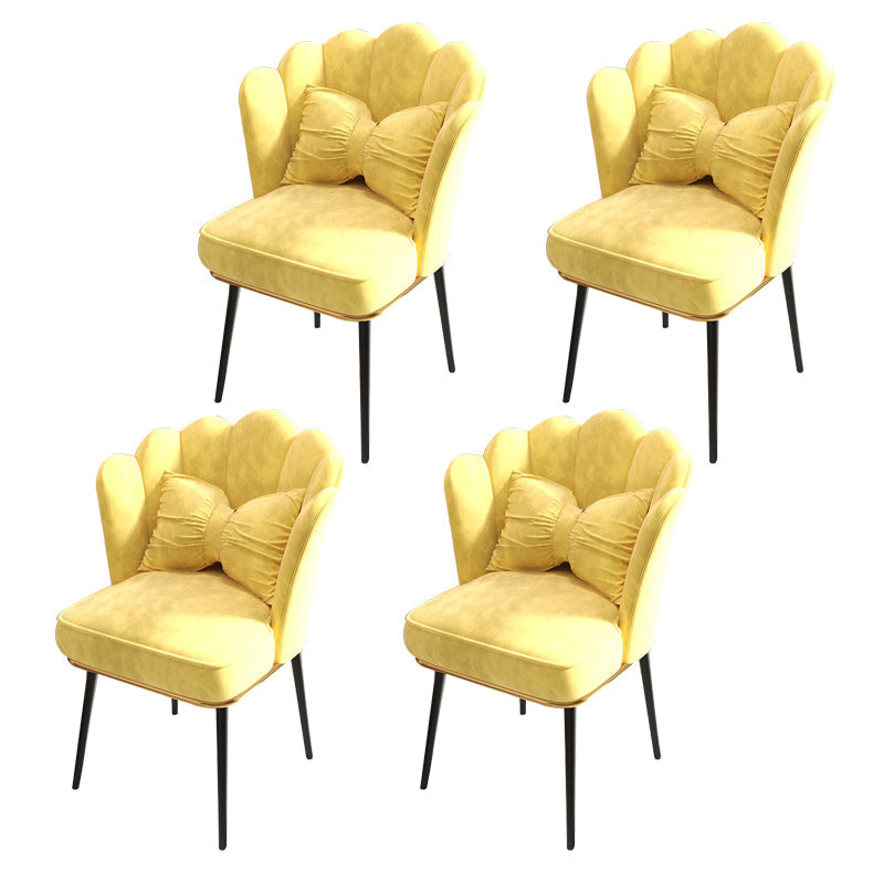 Glam Dining Room Chair 21'' Wide Solid Back Chair with 4 Metal Legs for Home Yellow 4 Piece Set Black Clearhalo ' kitchen&dining_furn' 'Dining Chairs' 'Dining Tables & Seating' 'dining_chair' 'furn' 'furn_dining_chair' 'Furniture' 'furniture_dining_chair' 'Kitchen & Dining Furniture' 'kitchen' 3482855