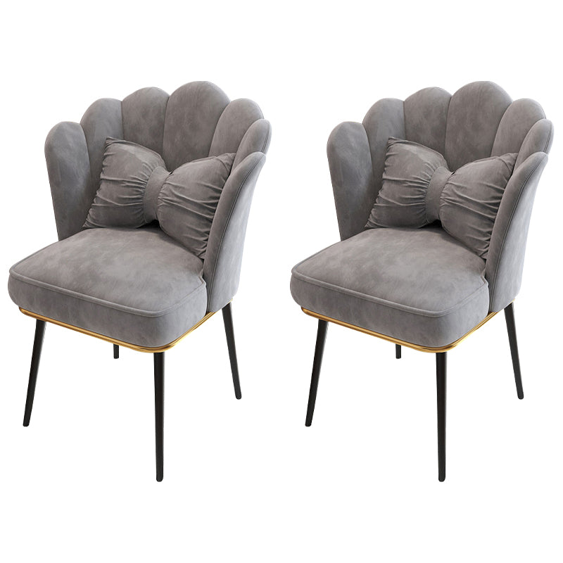 Glam Dining Room Chair 21'' Wide Solid Back Chair with 4 Metal Legs for Home Grey 2 Piece Set Black Clearhalo ' kitchen&dining_furn' 'Dining Chairs' 'Dining Tables & Seating' 'dining_chair' 'furn' 'furn_dining_chair' 'Furniture' 'furniture_dining_chair' 'Kitchen & Dining Furniture' 'kitchen' 3482857