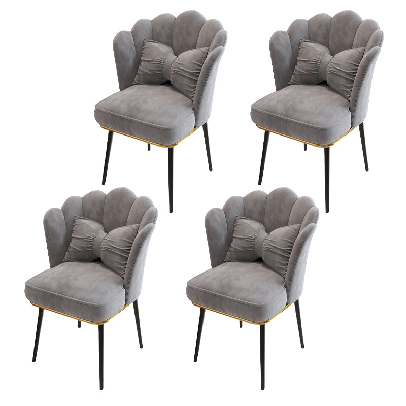 Glam Dining Room Chair 21'' Wide Solid Back Chair with 4 Metal Legs for Home Grey 4 Piece Set Black Clearhalo ' kitchen&dining_furn' 'Dining Chairs' 'Dining Tables & Seating' 'dining_chair' 'furn' 'furn_dining_chair' 'Furniture' 'furniture_dining_chair' 'Kitchen & Dining Furniture' 'kitchen' 3482858