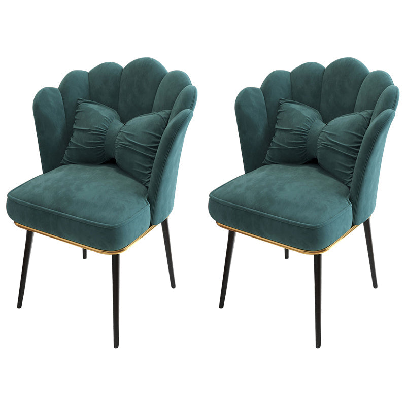 Glam Dining Room Chair 21'' Wide Solid Back Chair with 4 Metal Legs for Home Blackish Green 2 Piece Set Black Clearhalo ' kitchen&dining_furn' 'Dining Chairs' 'Dining Tables & Seating' 'dining_chair' 'furn' 'furn_dining_chair' 'Furniture' 'furniture_dining_chair' 'Kitchen & Dining Furniture' 'kitchen' 3482860