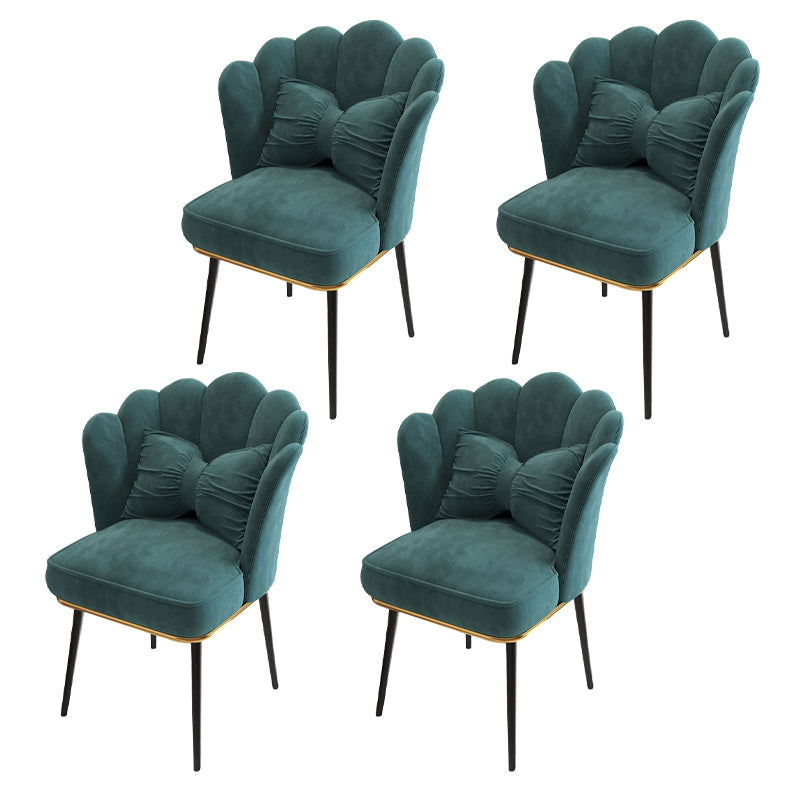 Glam Dining Room Chair 21'' Wide Solid Back Chair with 4 Metal Legs for Home Blackish Green 4 Piece Set Black Clearhalo ' kitchen&dining_furn' 'Dining Chairs' 'Dining Tables & Seating' 'dining_chair' 'furn' 'furn_dining_chair' 'Furniture' 'furniture_dining_chair' 'Kitchen & Dining Furniture' 'kitchen' 3482861