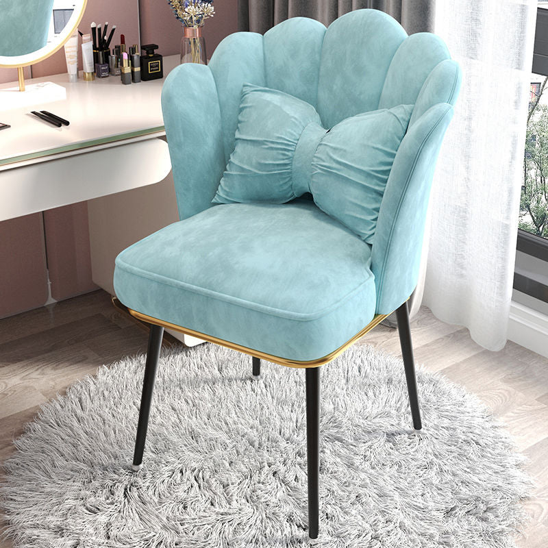 Glam Dining Room Chair 21'' Wide Solid Back Chair with 4 Metal Legs for Home Lake Blue 1 Piece Black Clearhalo ' kitchen&dining_furn' 'Dining Chairs' 'Dining Tables & Seating' 'dining_chair' 'furn' 'furn_dining_chair' 'Furniture' 'furniture_dining_chair' 'Kitchen & Dining Furniture' 'kitchen' 3482865