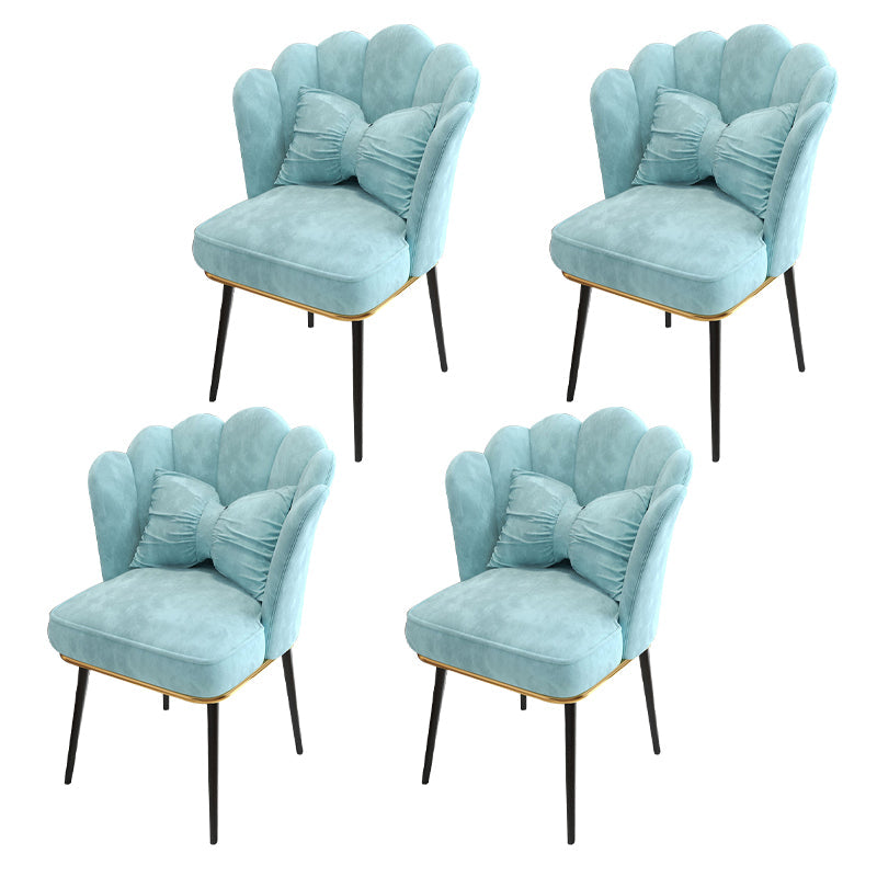 Glam Dining Room Chair 21'' Wide Solid Back Chair with 4 Metal Legs for Home Lake Blue 4 Piece Set Black Clearhalo ' kitchen&dining_furn' 'Dining Chairs' 'Dining Tables & Seating' 'dining_chair' 'furn' 'furn_dining_chair' 'Furniture' 'furniture_dining_chair' 'Kitchen & Dining Furniture' 'kitchen' 3482867