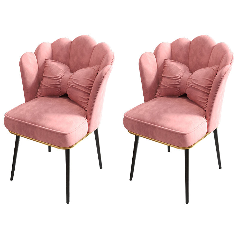 Glam Dining Room Chair 21'' Wide Solid Back Chair with 4 Metal Legs for Home Pink 2 Piece Set Black Clearhalo ' kitchen&dining_furn' 'Dining Chairs' 'Dining Tables & Seating' 'dining_chair' 'furn' 'furn_dining_chair' 'Furniture' 'furniture_dining_chair' 'Kitchen & Dining Furniture' 'kitchen' 3482872
