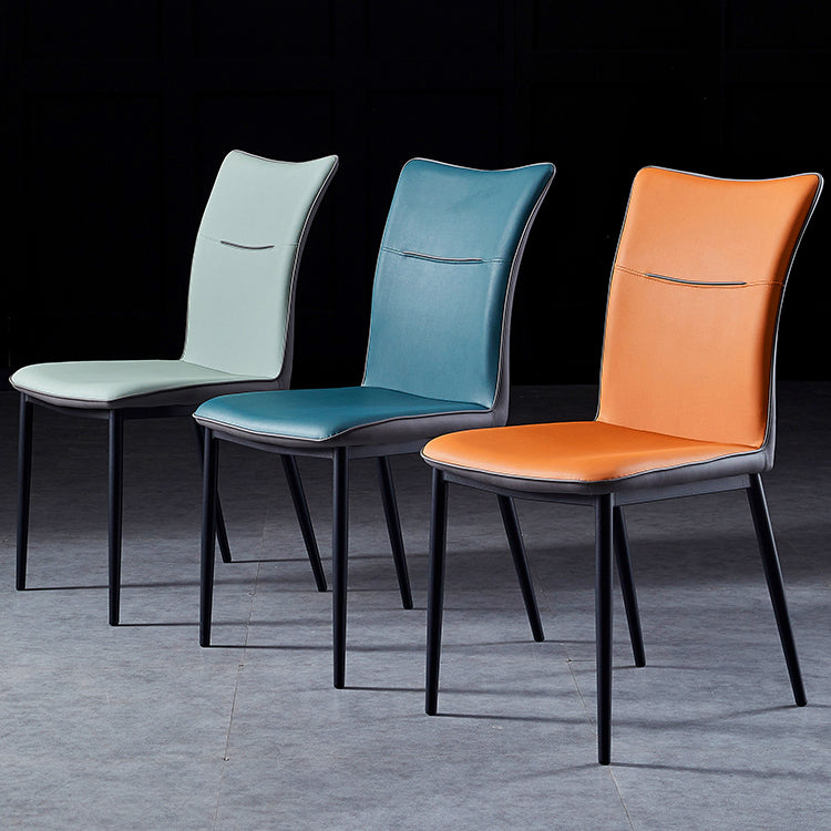 Metal Scandinavian Home Side Chair Solid Back 17.7'' Wide Dining Chair with Black Legs Clearhalo ' kitchen&dining_furn' 'Dining Chairs' 'Dining Tables & Seating' 'dining_chair' 'furn' 'furn_dining_chair' 'Furniture' 'furniture_dining_chair' 'Kitchen & Dining Furniture' 'kitchen' 3482874