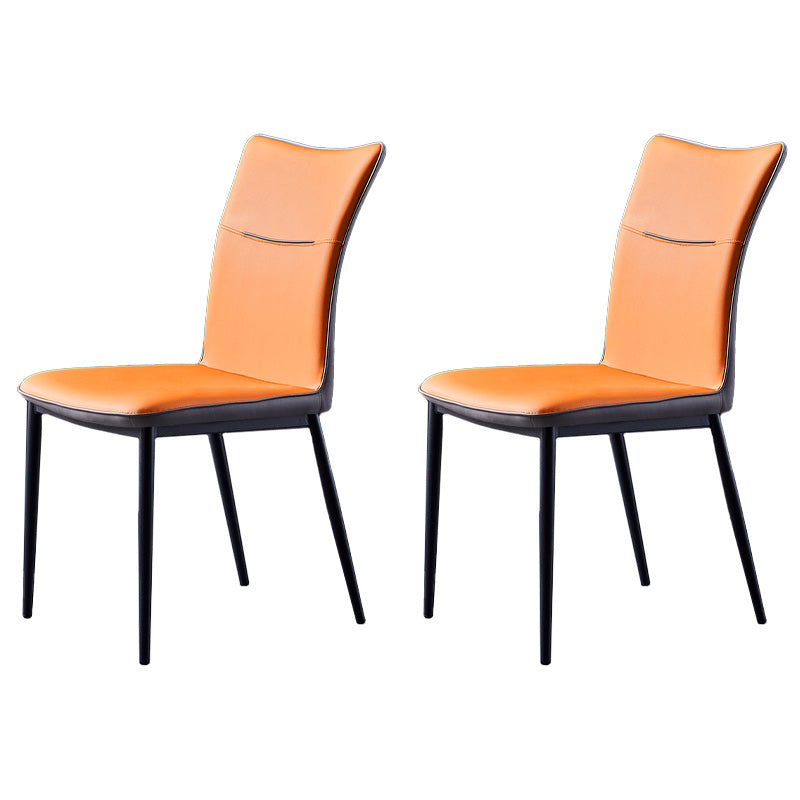 Metal Scandinavian Home Side Chair Solid Back 17.7'' Wide Dining Chair with Black Legs Orange 2 Piece Set Clearhalo ' kitchen&dining_furn' 'Dining Chairs' 'Dining Tables & Seating' 'dining_chair' 'furn' 'furn_dining_chair' 'Furniture' 'furniture_dining_chair' 'Kitchen & Dining Furniture' 'kitchen' 3482875