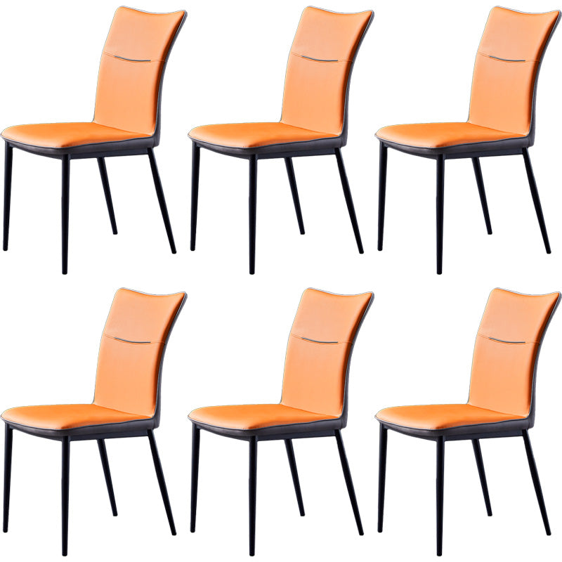 Metal Scandinavian Home Side Chair Solid Back 17.7'' Wide Dining Chair with Black Legs Orange 6 Piece Set Clearhalo ' kitchen&dining_furn' 'Dining Chairs' 'Dining Tables & Seating' 'dining_chair' 'furn' 'furn_dining_chair' 'Furniture' 'furniture_dining_chair' 'Kitchen & Dining Furniture' 'kitchen' 3482878