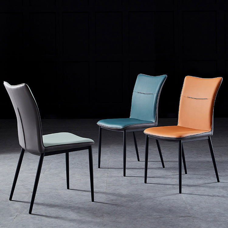 Metal Scandinavian Home Side Chair Solid Back 17.7'' Wide Dining Chair with Black Legs Clearhalo ' kitchen&dining_furn' 'Dining Chairs' 'Dining Tables & Seating' 'dining_chair' 'furn' 'furn_dining_chair' 'Furniture' 'furniture_dining_chair' 'Kitchen & Dining Furniture' 'kitchen' 3482880