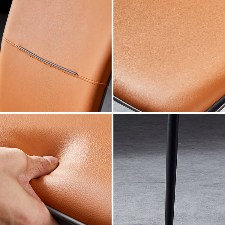 Metal Scandinavian Home Side Chair Solid Back 17.7'' Wide Dining Chair with Black Legs Clearhalo ' kitchen&dining_furn' 'Dining Chairs' 'Dining Tables & Seating' 'dining_chair' 'furn' 'furn_dining_chair' 'Furniture' 'furniture_dining_chair' 'Kitchen & Dining Furniture' 'kitchen' 3482884