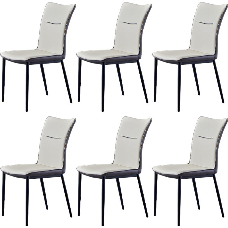 Metal Scandinavian Home Side Chair Solid Back 17.7'' Wide Dining Chair with Black Legs Light Gray 6 Piece Set Clearhalo ' kitchen&dining_furn' 'Dining Chairs' 'Dining Tables & Seating' 'dining_chair' 'furn' 'furn_dining_chair' 'Furniture' 'furniture_dining_chair' 'Kitchen & Dining Furniture' 'kitchen' 3482885