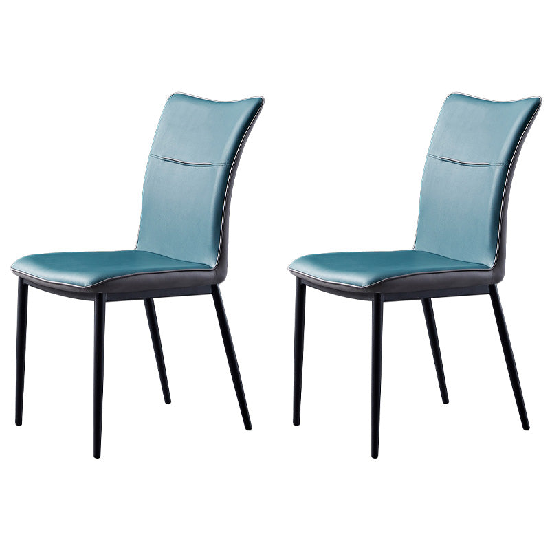 Metal Scandinavian Home Side Chair Solid Back 17.7'' Wide Dining Chair with Black Legs Blackish Green 2 Piece Set Clearhalo ' kitchen&dining_furn' 'Dining Chairs' 'Dining Tables & Seating' 'dining_chair' 'furn' 'furn_dining_chair' 'Furniture' 'furniture_dining_chair' 'Kitchen & Dining Furniture' 'kitchen' 3482887