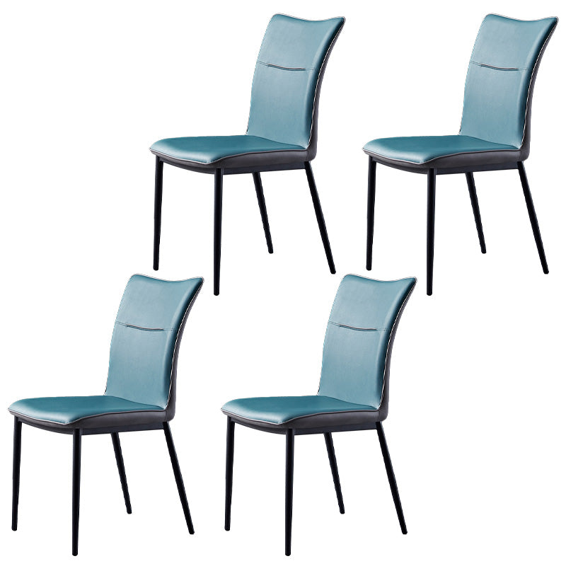 Metal Scandinavian Home Side Chair Solid Back 17.7'' Wide Dining Chair with Black Legs Blackish Green 4 Piece Set Clearhalo ' kitchen&dining_furn' 'Dining Chairs' 'Dining Tables & Seating' 'dining_chair' 'furn' 'furn_dining_chair' 'Furniture' 'furniture_dining_chair' 'Kitchen & Dining Furniture' 'kitchen' 3482888