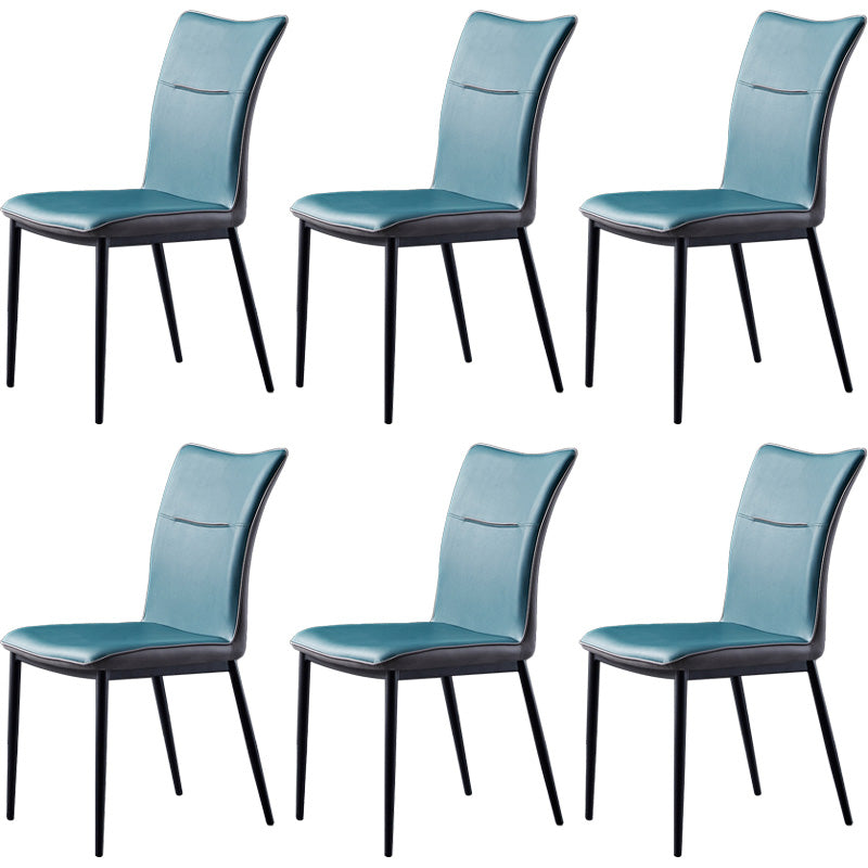 Metal Scandinavian Home Side Chair Solid Back 17.7'' Wide Dining Chair with Black Legs Blackish Green 6 Piece Set Clearhalo ' kitchen&dining_furn' 'Dining Chairs' 'Dining Tables & Seating' 'dining_chair' 'furn' 'furn_dining_chair' 'Furniture' 'furniture_dining_chair' 'Kitchen & Dining Furniture' 'kitchen' 3482890