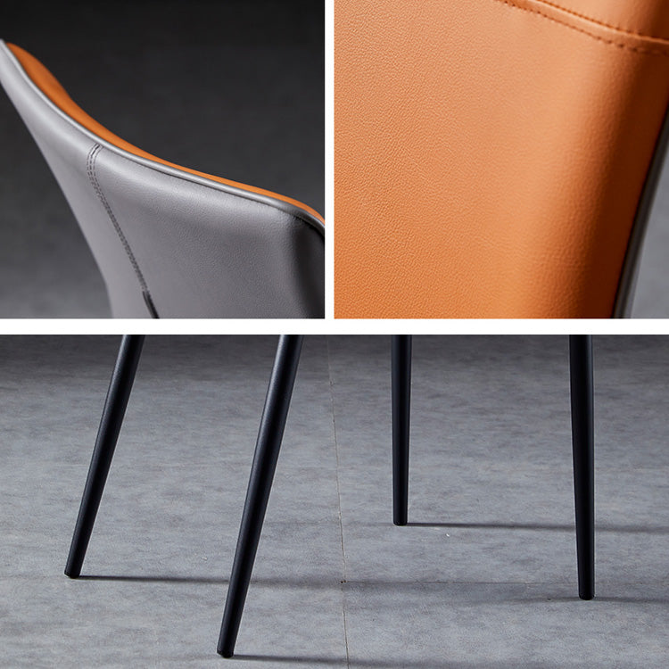 Metal Scandinavian Home Side Chair Solid Back 17.7'' Wide Dining Chair with Black Legs Clearhalo ' kitchen&dining_furn' 'Dining Chairs' 'Dining Tables & Seating' 'dining_chair' 'furn' 'furn_dining_chair' 'Furniture' 'furniture_dining_chair' 'Kitchen & Dining Furniture' 'kitchen' 3482891