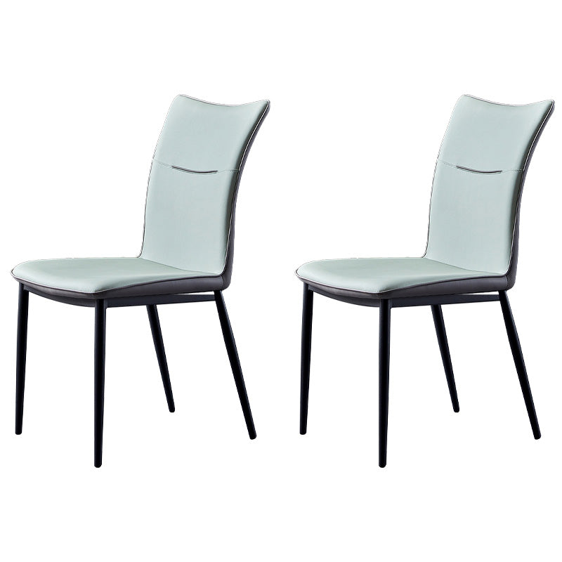 Metal Scandinavian Home Side Chair Solid Back 17.7'' Wide Dining Chair with Black Legs Light Green 2 Piece Set Clearhalo ' kitchen&dining_furn' 'Dining Chairs' 'Dining Tables & Seating' 'dining_chair' 'furn' 'furn_dining_chair' 'Furniture' 'furniture_dining_chair' 'Kitchen & Dining Furniture' 'kitchen' 3482892