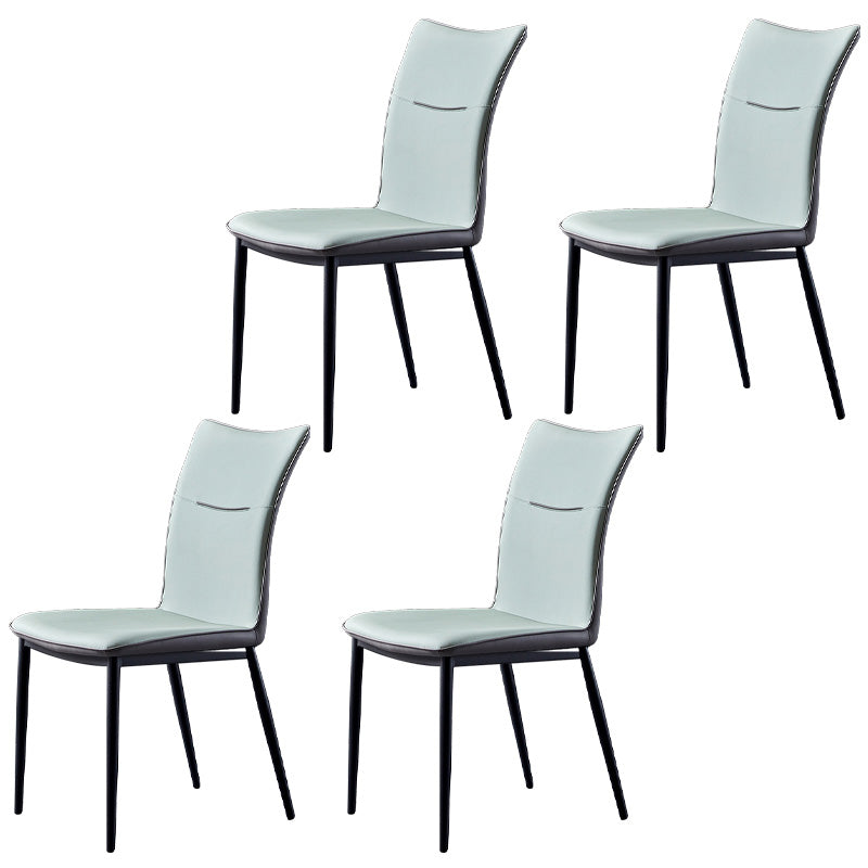Metal Scandinavian Home Side Chair Solid Back 17.7'' Wide Dining Chair with Black Legs Light Green 4 Piece Set Clearhalo ' kitchen&dining_furn' 'Dining Chairs' 'Dining Tables & Seating' 'dining_chair' 'furn' 'furn_dining_chair' 'Furniture' 'furniture_dining_chair' 'Kitchen & Dining Furniture' 'kitchen' 3482894