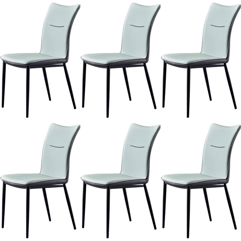 Metal Scandinavian Home Side Chair Solid Back 17.7'' Wide Dining Chair with Black Legs Light Green 6 Piece Set Clearhalo ' kitchen&dining_furn' 'Dining Chairs' 'Dining Tables & Seating' 'dining_chair' 'furn' 'furn_dining_chair' 'Furniture' 'furniture_dining_chair' 'Kitchen & Dining Furniture' 'kitchen' 3482896
