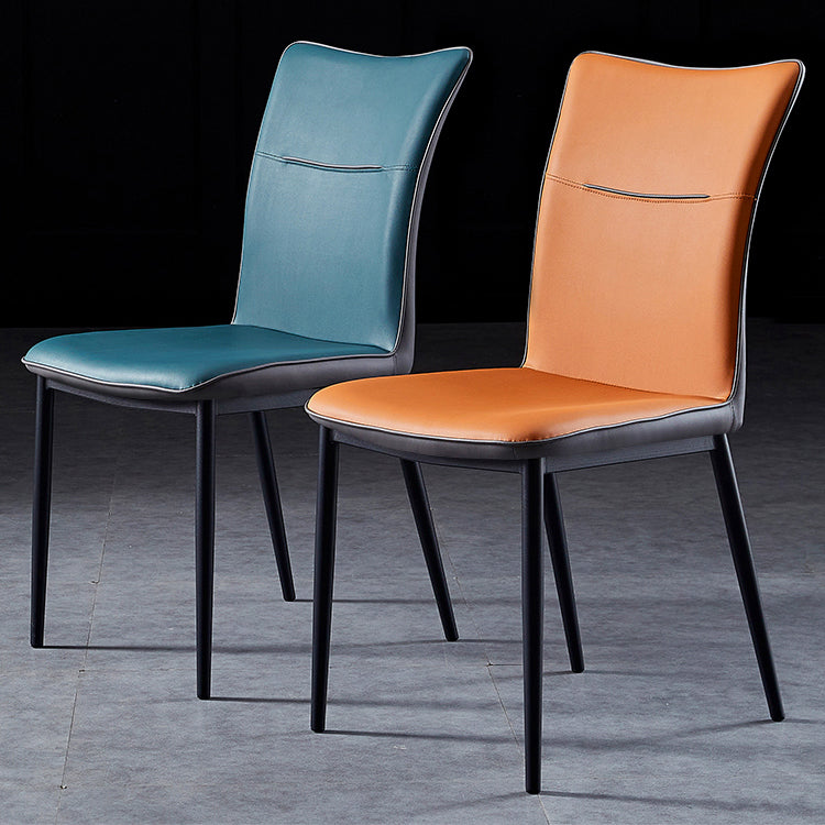 Metal Scandinavian Home Side Chair Solid Back 17.7'' Wide Dining Chair with Black Legs Clearhalo ' kitchen&dining_furn' 'Dining Chairs' 'Dining Tables & Seating' 'dining_chair' 'furn' 'furn_dining_chair' 'Furniture' 'furniture_dining_chair' 'Kitchen & Dining Furniture' 'kitchen' 3482897