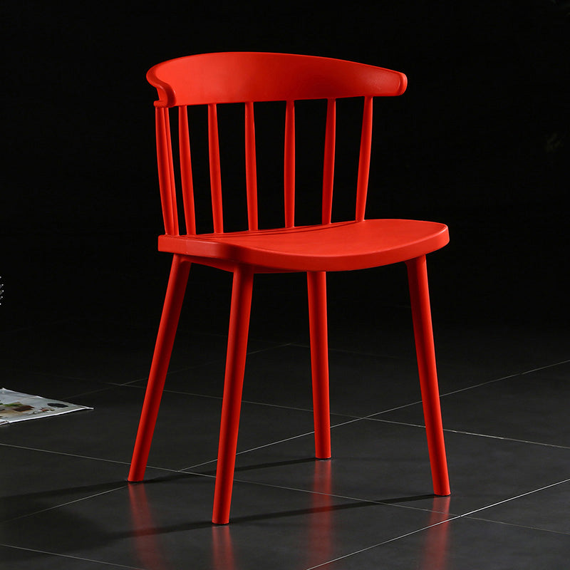 Contemporary Style Windsor Back Side Chair Plastic Dining Chair for Home Red 1 Piece Clearhalo ' kitchen&dining_furn' 'Dining Chairs' 'Dining Tables & Seating' 'dining_chair' 'furn' 'furn_dining_chair' 'Furniture' 'furniture_dining_chair' 'Kitchen & Dining Furniture' 'kitchen' 3482942