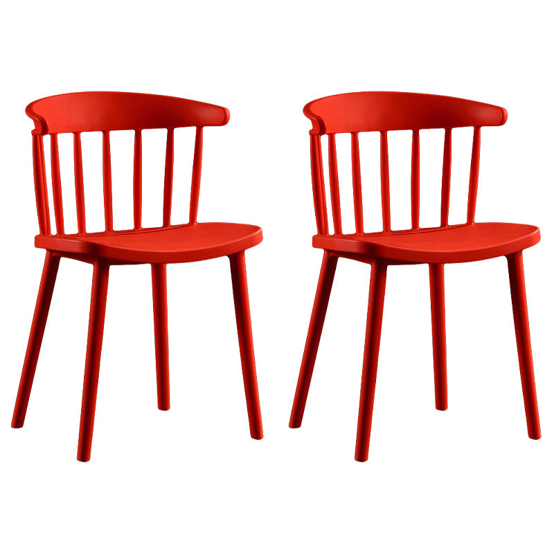 Contemporary Style Windsor Back Side Chair Plastic Dining Chair for Home Red 2 Piece Set Clearhalo ' kitchen&dining_furn' 'Dining Chairs' 'Dining Tables & Seating' 'dining_chair' 'furn' 'furn_dining_chair' 'Furniture' 'furniture_dining_chair' 'Kitchen & Dining Furniture' 'kitchen' 3482943