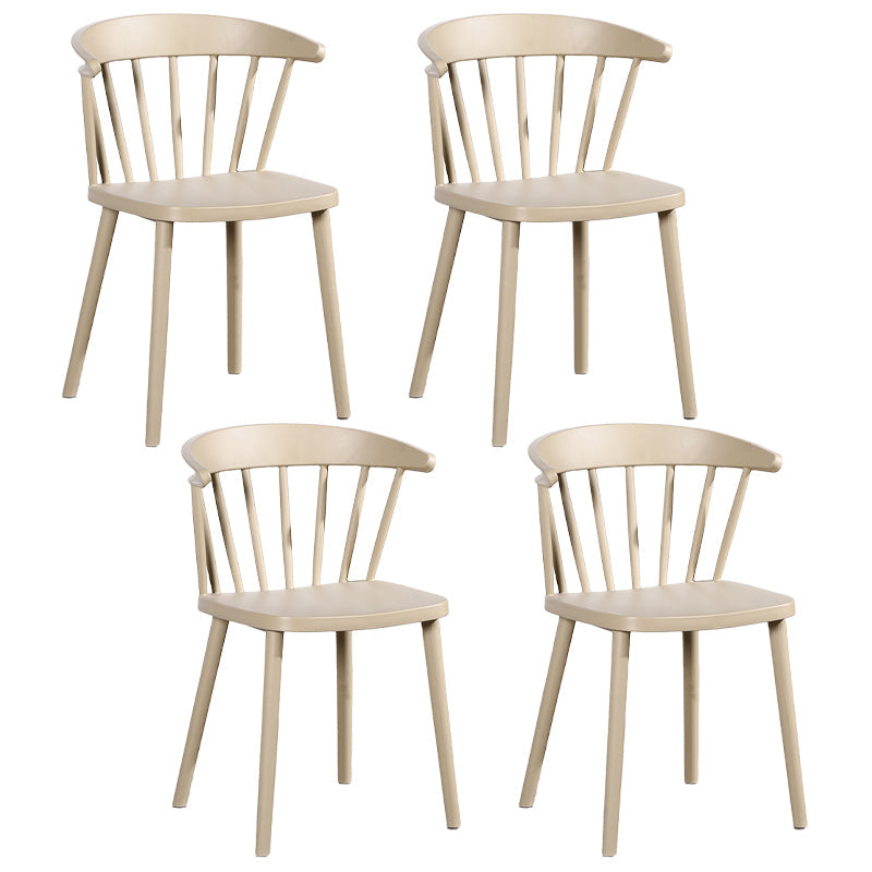 Contemporary Style Windsor Back Side Chair Plastic Dining Chair for Home Brown 4 Piece Set Clearhalo ' kitchen&dining_furn' 'Dining Chairs' 'Dining Tables & Seating' 'dining_chair' 'furn' 'furn_dining_chair' 'Furniture' 'furniture_dining_chair' 'Kitchen & Dining Furniture' 'kitchen' 3482952
