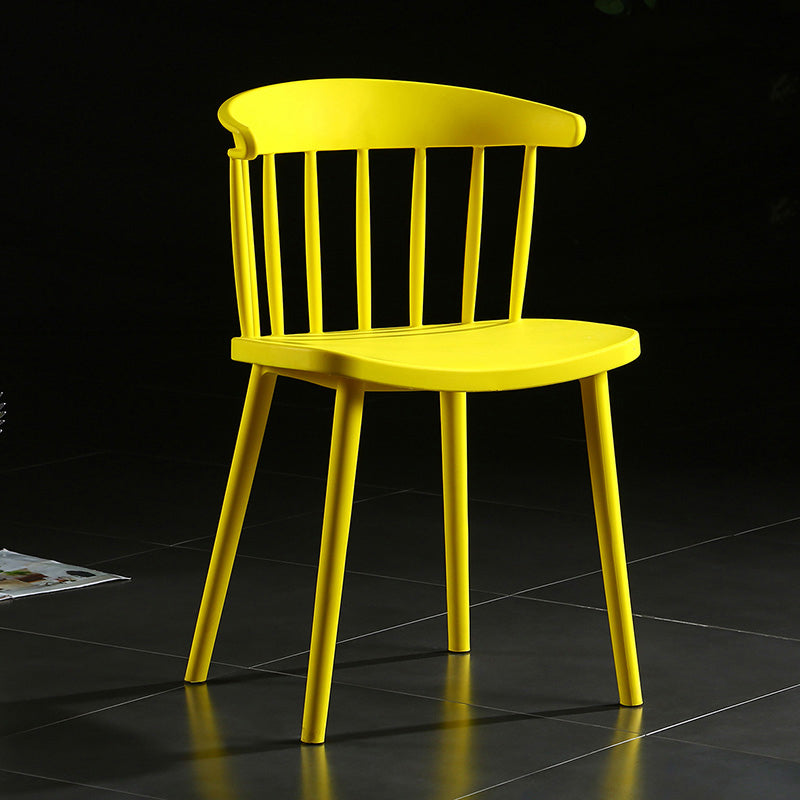 Contemporary Style Windsor Back Side Chair Plastic Dining Chair for Home Lemon Yellow 1 Piece Clearhalo ' kitchen&dining_furn' 'Dining Chairs' 'Dining Tables & Seating' 'dining_chair' 'furn' 'furn_dining_chair' 'Furniture' 'furniture_dining_chair' 'Kitchen & Dining Furniture' 'kitchen' 3482953