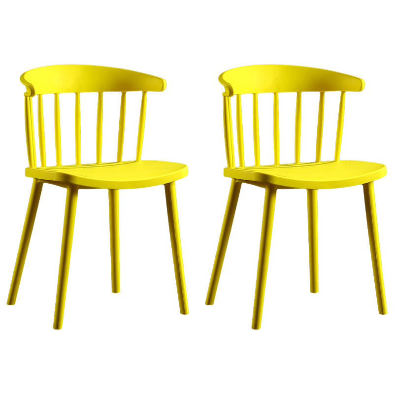 Contemporary Style Windsor Back Side Chair Plastic Dining Chair for Home Lemon Yellow 2 Piece Set Clearhalo ' kitchen&dining_furn' 'Dining Chairs' 'Dining Tables & Seating' 'dining_chair' 'furn' 'furn_dining_chair' 'Furniture' 'furniture_dining_chair' 'Kitchen & Dining Furniture' 'kitchen' 3482956