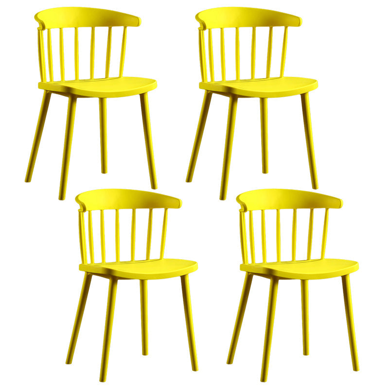 Contemporary Style Windsor Back Side Chair Plastic Dining Chair for Home Lemon Yellow 4 Piece Set Clearhalo ' kitchen&dining_furn' 'Dining Chairs' 'Dining Tables & Seating' 'dining_chair' 'furn' 'furn_dining_chair' 'Furniture' 'furniture_dining_chair' 'Kitchen & Dining Furniture' 'kitchen' 3482958