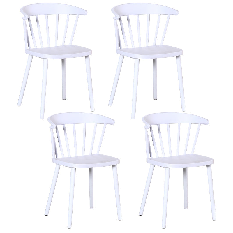 Contemporary Style Windsor Back Side Chair Plastic Dining Chair for Home White 4 Piece Set Clearhalo ' kitchen&dining_furn' 'Dining Chairs' 'Dining Tables & Seating' 'dining_chair' 'furn' 'furn_dining_chair' 'Furniture' 'furniture_dining_chair' 'Kitchen & Dining Furniture' 'kitchen' 3482964