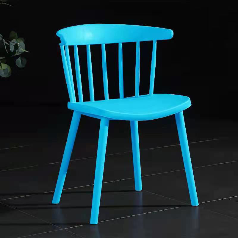 Contemporary Style Windsor Back Side Chair Plastic Dining Chair for Home Blue 1 Piece Clearhalo ' kitchen&dining_furn' 'Dining Chairs' 'Dining Tables & Seating' 'dining_chair' 'furn' 'furn_dining_chair' 'Furniture' 'furniture_dining_chair' 'Kitchen & Dining Furniture' 'kitchen' 3482968