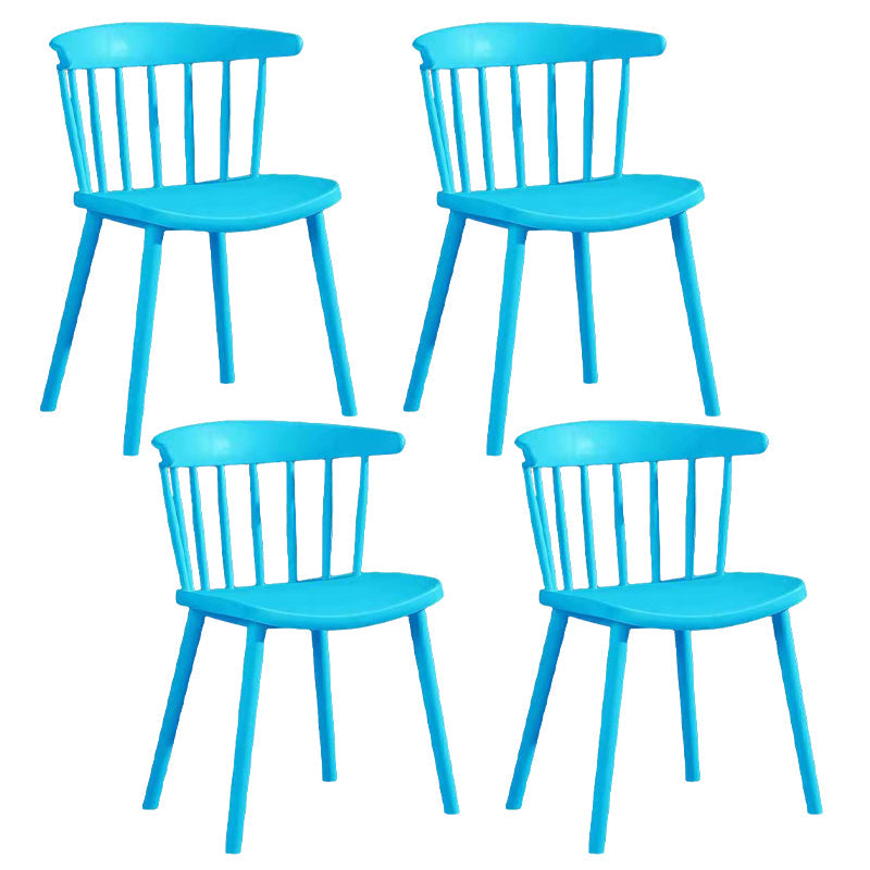 Contemporary Style Windsor Back Side Chair Plastic Dining Chair for Home Blue 4 Piece Set Clearhalo ' kitchen&dining_furn' 'Dining Chairs' 'Dining Tables & Seating' 'dining_chair' 'furn' 'furn_dining_chair' 'Furniture' 'furniture_dining_chair' 'Kitchen & Dining Furniture' 'kitchen' 3482970