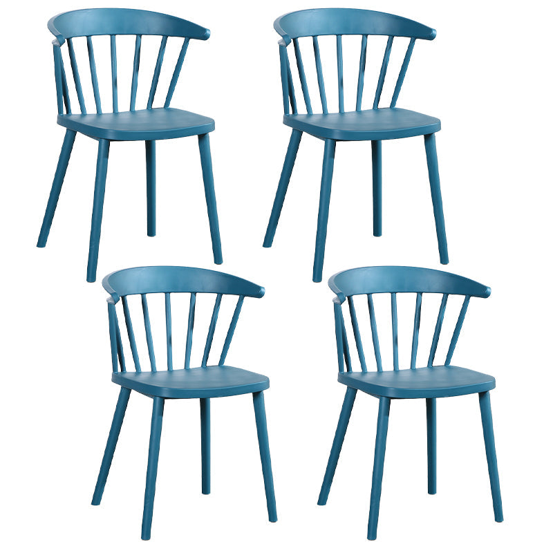 Contemporary Style Windsor Back Side Chair Plastic Dining Chair for Home Sky Blue 4 Piece Set Clearhalo ' kitchen&dining_furn' 'Dining Chairs' 'Dining Tables & Seating' 'dining_chair' 'furn' 'furn_dining_chair' 'Furniture' 'furniture_dining_chair' 'Kitchen & Dining Furniture' 'kitchen' 3482973