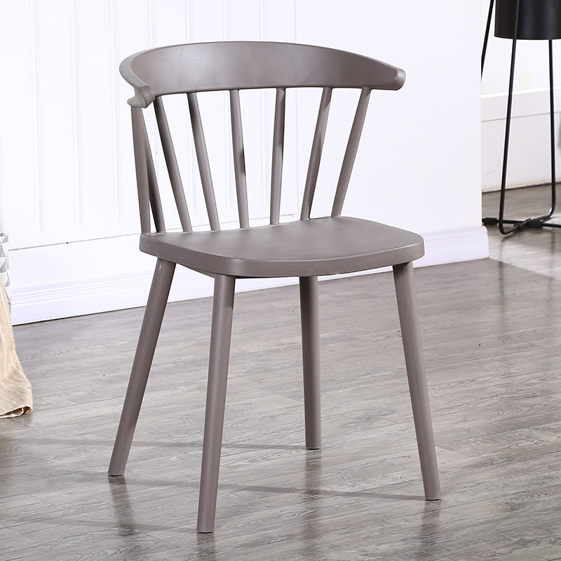 Contemporary Style Windsor Back Side Chair Plastic Dining Chair for Home Grey 1 Piece Clearhalo ' kitchen&dining_furn' 'Dining Chairs' 'Dining Tables & Seating' 'dining_chair' 'furn' 'furn_dining_chair' 'Furniture' 'furniture_dining_chair' 'Kitchen & Dining Furniture' 'kitchen' 3482974