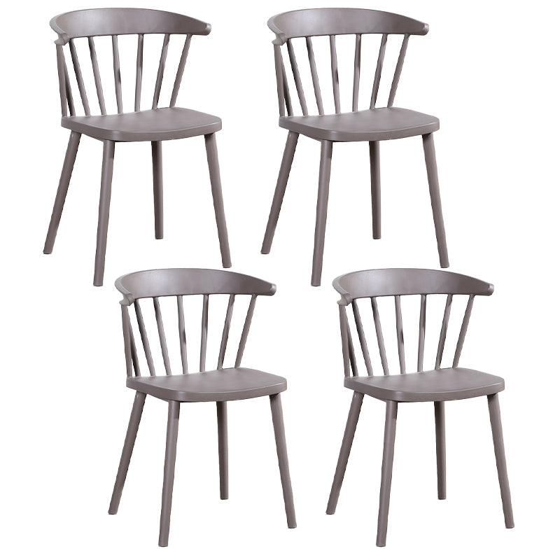 Contemporary Style Windsor Back Side Chair Plastic Dining Chair for Home Grey 4 Piece Set Clearhalo ' kitchen&dining_furn' 'Dining Chairs' 'Dining Tables & Seating' 'dining_chair' 'furn' 'furn_dining_chair' 'Furniture' 'furniture_dining_chair' 'Kitchen & Dining Furniture' 'kitchen' 3482976