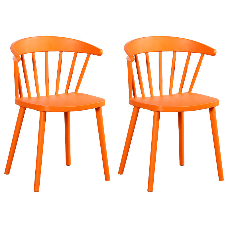 Contemporary Style Windsor Back Side Chair Plastic Dining Chair for Home Orange 2 Piece Set Clearhalo ' kitchen&dining_furn' 'Dining Chairs' 'Dining Tables & Seating' 'dining_chair' 'furn' 'furn_dining_chair' 'Furniture' 'furniture_dining_chair' 'Kitchen & Dining Furniture' 'kitchen' 3482978
