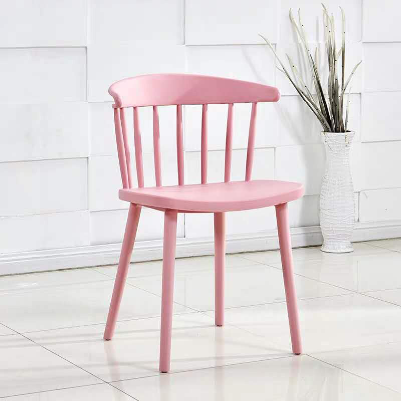 Contemporary Style Windsor Back Side Chair Plastic Dining Chair for Home Pink 1 Piece Clearhalo ' kitchen&dining_furn' 'Dining Chairs' 'Dining Tables & Seating' 'dining_chair' 'furn' 'furn_dining_chair' 'Furniture' 'furniture_dining_chair' 'Kitchen & Dining Furniture' 'kitchen' 3482980