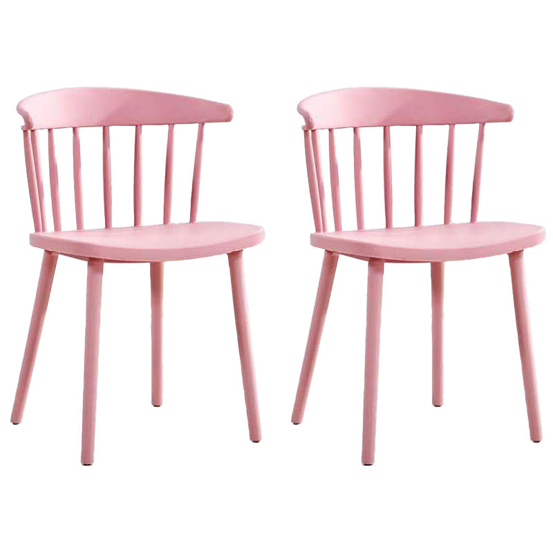 Contemporary Style Windsor Back Side Chair Plastic Dining Chair for Home Pink 2 Piece Set Clearhalo ' kitchen&dining_furn' 'Dining Chairs' 'Dining Tables & Seating' 'dining_chair' 'furn' 'furn_dining_chair' 'Furniture' 'furniture_dining_chair' 'Kitchen & Dining Furniture' 'kitchen' 3482981