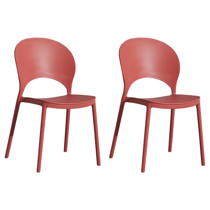 Home Nordic Stackable Side Chair Open Back Plastic Kitchen Dining Room Chair Red 2 Piece Set Clearhalo ' kitchen&dining_furn' 'Dining Chairs' 'Dining Tables & Seating' 'dining_chair' 'furn' 'furn_dining_chair' 'Furniture' 'furniture_dining_chair' 'Kitchen & Dining Furniture' 'kitchen' 3482990