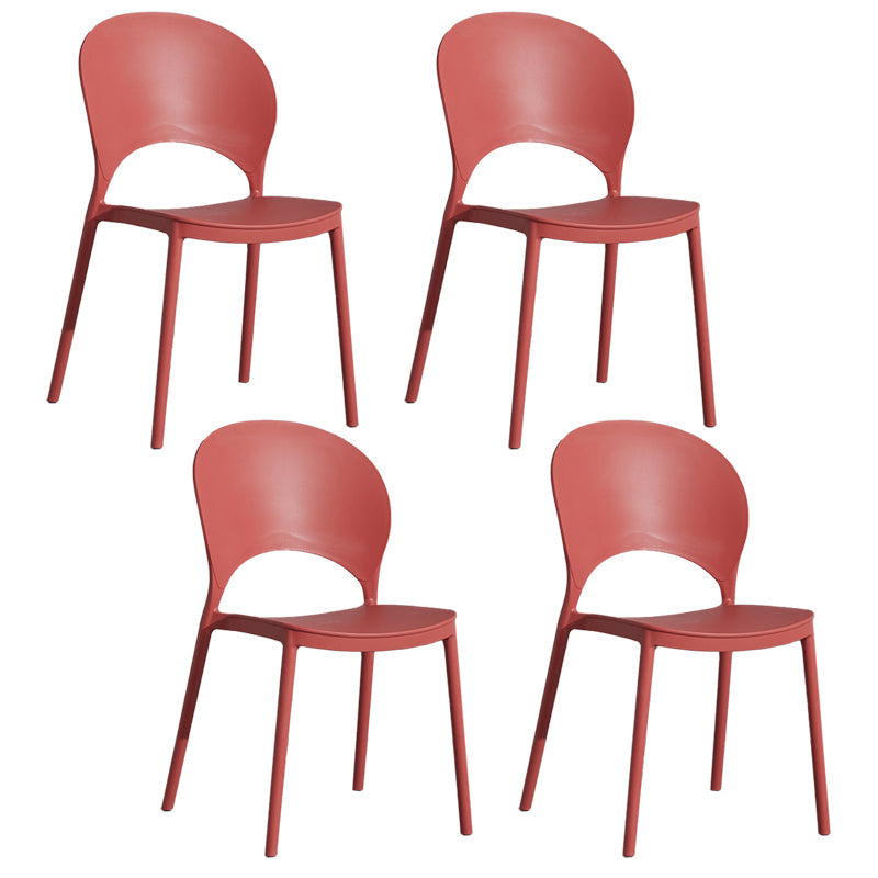 Home Nordic Stackable Side Chair Open Back Plastic Kitchen Dining Room Chair Red 4 Piece Set Clearhalo ' kitchen&dining_furn' 'Dining Chairs' 'Dining Tables & Seating' 'dining_chair' 'furn' 'furn_dining_chair' 'Furniture' 'furniture_dining_chair' 'Kitchen & Dining Furniture' 'kitchen' 3482991