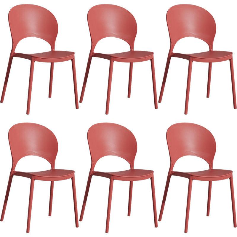Home Nordic Stackable Side Chair Open Back Plastic Kitchen Dining Room Chair Red 6 Piece Set Clearhalo ' kitchen&dining_furn' 'Dining Chairs' 'Dining Tables & Seating' 'dining_chair' 'furn' 'furn_dining_chair' 'Furniture' 'furniture_dining_chair' 'Kitchen & Dining Furniture' 'kitchen' 3482994