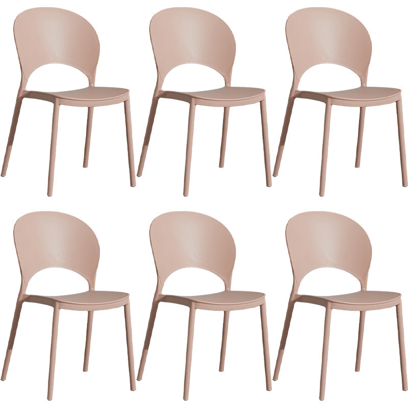 Home Nordic Stackable Side Chair Open Back Plastic Kitchen Dining Room Chair Pink 6 Piece Set Clearhalo ' kitchen&dining_furn' 'Dining Chairs' 'Dining Tables & Seating' 'dining_chair' 'furn' 'furn_dining_chair' 'Furniture' 'furniture_dining_chair' 'Kitchen & Dining Furniture' 'kitchen' 3483010