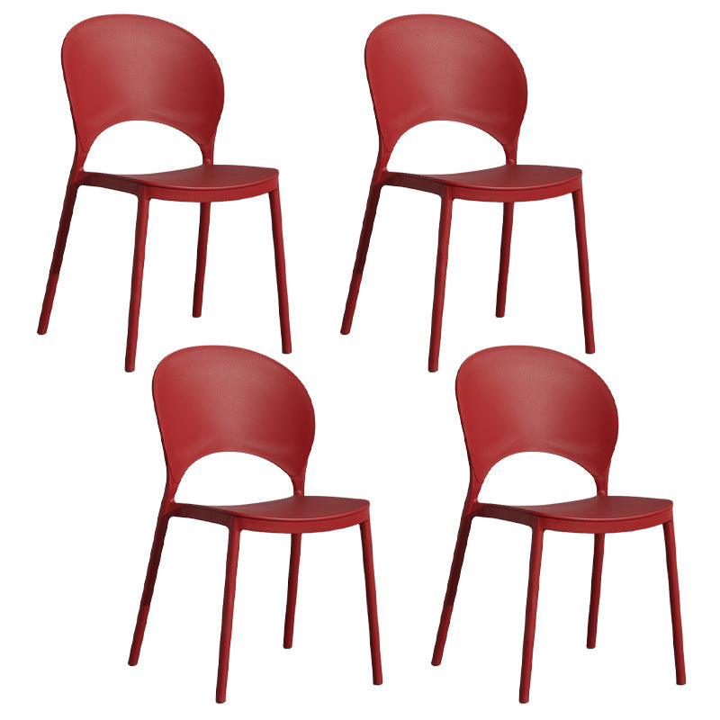 Home Nordic Stackable Side Chair Open Back Plastic Kitchen Dining Room Chair Burgundy 4 Piece Set Clearhalo ' kitchen&dining_furn' 'Dining Chairs' 'Dining Tables & Seating' 'dining_chair' 'furn' 'furn_dining_chair' 'Furniture' 'furniture_dining_chair' 'Kitchen & Dining Furniture' 'kitchen' 3483012