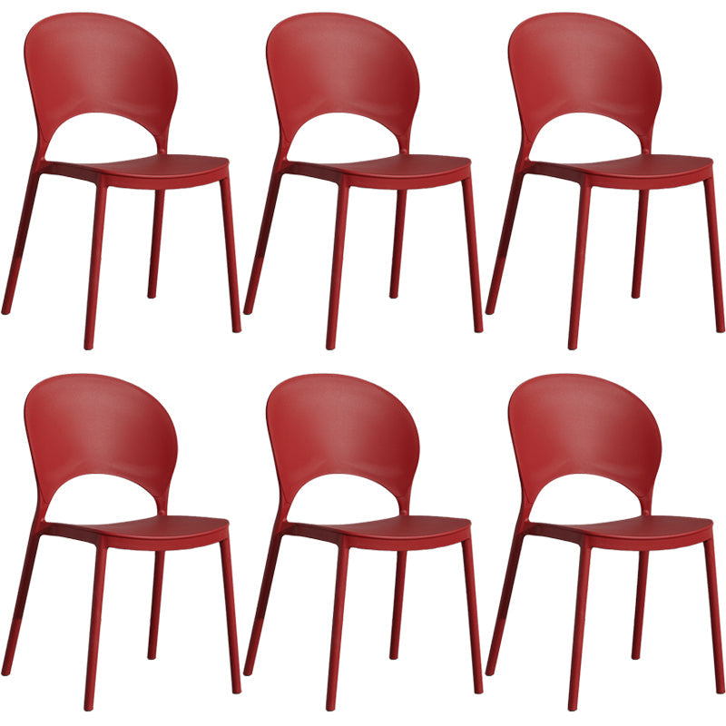 Home Nordic Stackable Side Chair Open Back Plastic Kitchen Dining Room Chair Burgundy 6 Piece Set Clearhalo ' kitchen&dining_furn' 'Dining Chairs' 'Dining Tables & Seating' 'dining_chair' 'furn' 'furn_dining_chair' 'Furniture' 'furniture_dining_chair' 'Kitchen & Dining Furniture' 'kitchen' 3483013
