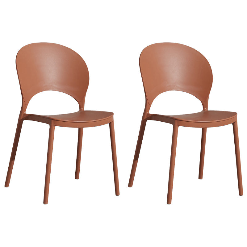 Home Nordic Stackable Side Chair Open Back Plastic Kitchen Dining Room Chair Brown 2 Piece Set Clearhalo ' kitchen&dining_furn' 'Dining Chairs' 'Dining Tables & Seating' 'dining_chair' 'furn' 'furn_dining_chair' 'Furniture' 'furniture_dining_chair' 'Kitchen & Dining Furniture' 'kitchen' 3483014