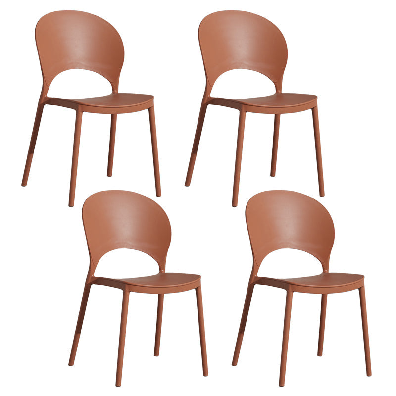 Home Nordic Stackable Side Chair Open Back Plastic Kitchen Dining Room Chair Brown 4 Piece Set Clearhalo ' kitchen&dining_furn' 'Dining Chairs' 'Dining Tables & Seating' 'dining_chair' 'furn' 'furn_dining_chair' 'Furniture' 'furniture_dining_chair' 'Kitchen & Dining Furniture' 'kitchen' 3483015