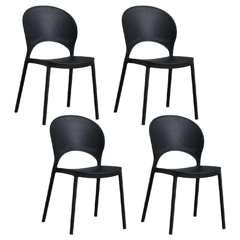 Home Nordic Stackable Side Chair Open Back Plastic Kitchen Dining Room Chair Black 4 Piece Set Clearhalo ' kitchen&dining_furn' 'Dining Chairs' 'Dining Tables & Seating' 'dining_chair' 'furn' 'furn_dining_chair' 'Furniture' 'furniture_dining_chair' 'Kitchen & Dining Furniture' 'kitchen' 3483021
