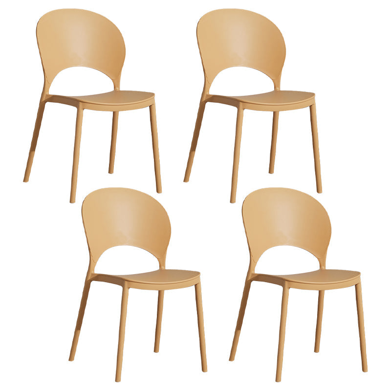 Home Nordic Stackable Side Chair Open Back Plastic Kitchen Dining Room Chair Beige 4 Piece Set Clearhalo ' kitchen&dining_furn' 'Dining Chairs' 'Dining Tables & Seating' 'dining_chair' 'furn' 'furn_dining_chair' 'Furniture' 'furniture_dining_chair' 'Kitchen & Dining Furniture' 'kitchen' 3483027